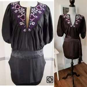 BeBe  💯% silk hand embroidered dress